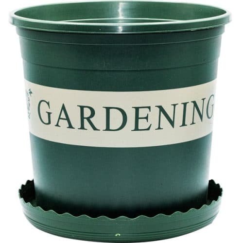 A green Flower Pot Diversion Safe with the word gardening on it.
