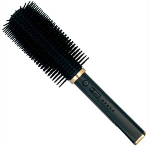 The Import placeholder for 23425 is a sleek black cylindrical hairbrush with bristle rows, elegant gold accents, and convenient handle control buttons, perfect for effortlessly achieving stunning hairstyles.