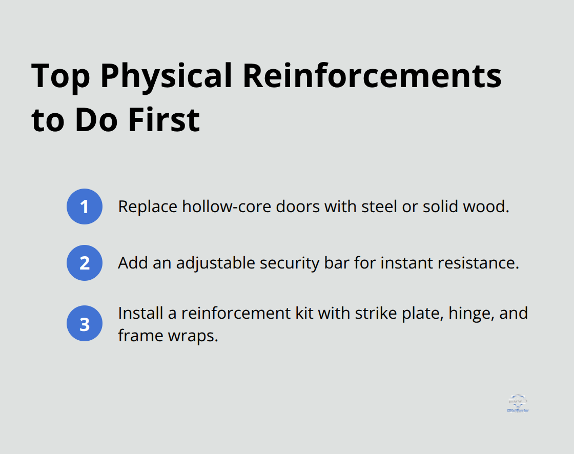 Compact list of three priority door reinforcement upgrades.
